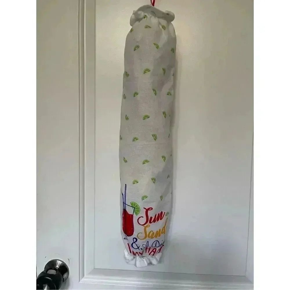 Handmade Plastic Bag Holder- Sun Sand And A Drink In Hand